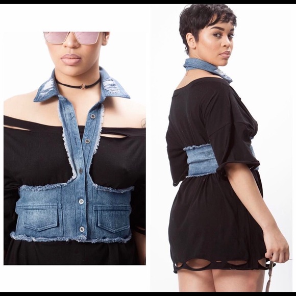 DENIM CHOKER VEST - Picture 1 of 1